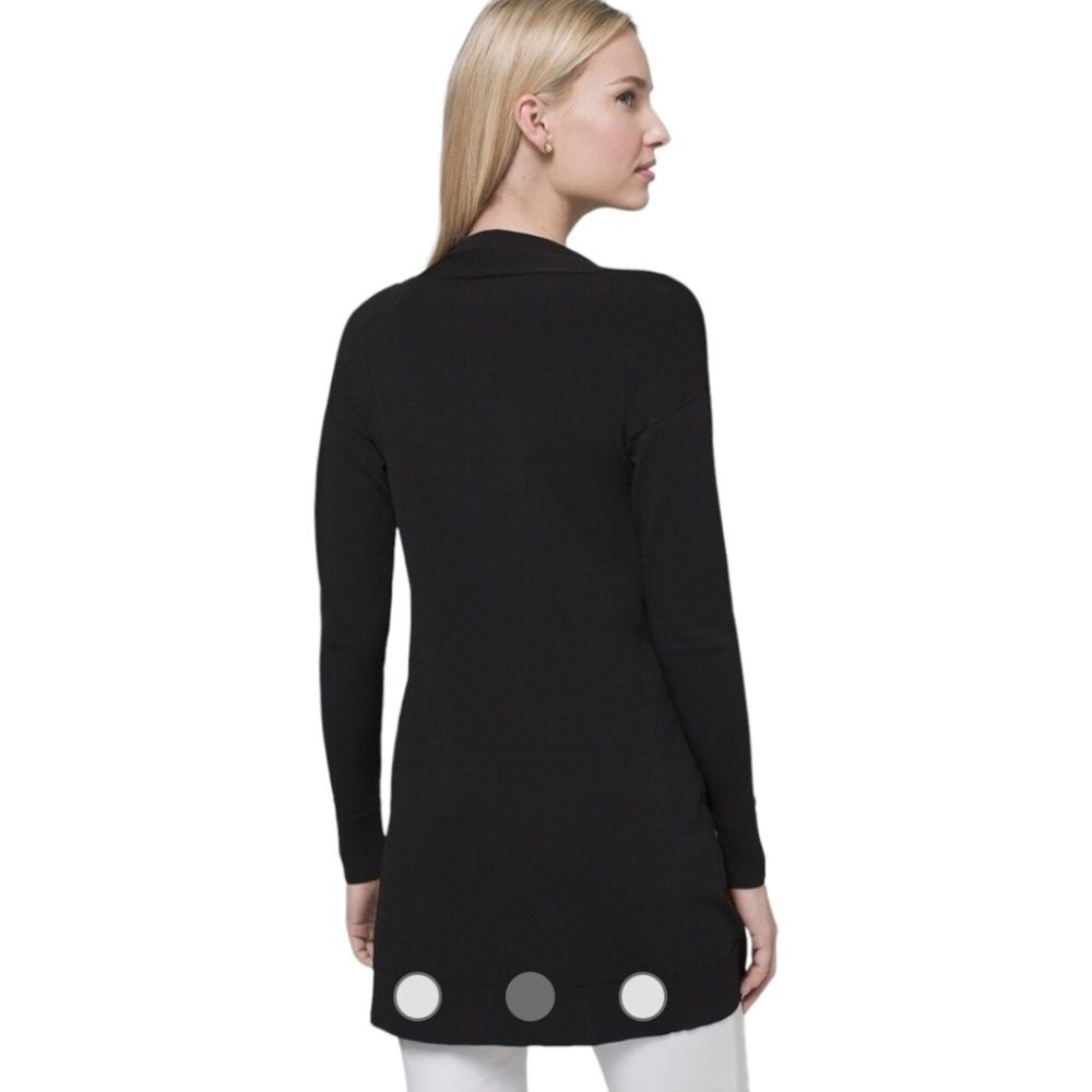 Whbm Pocket-Detail Black Open Front Midi Coverup … - image 2